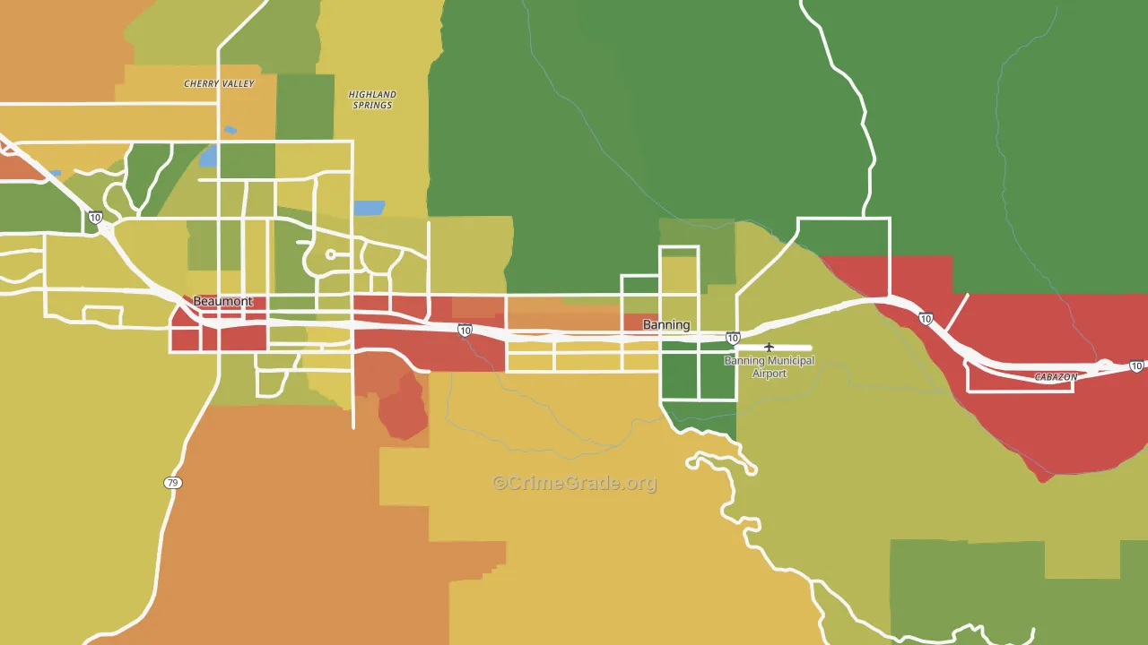 92220, CA Map of Drug-Related Crime Rates