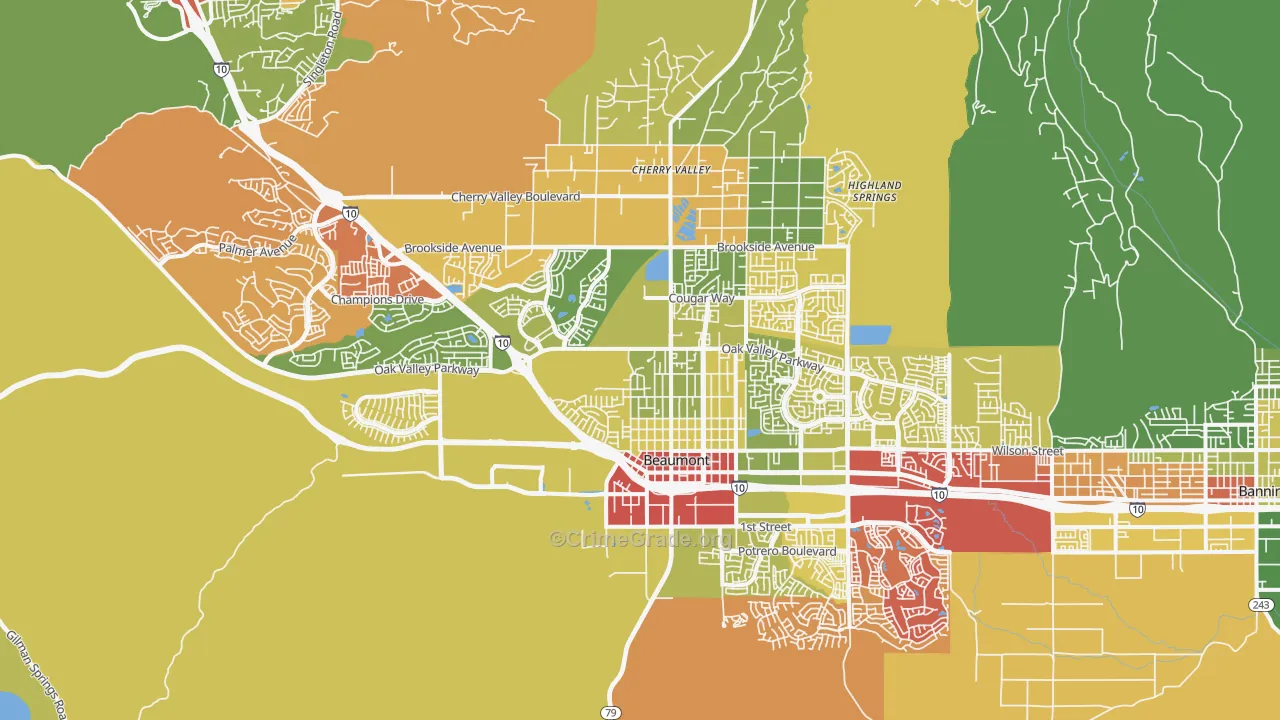 92223, CA Map of Drug-Related Crime Rates