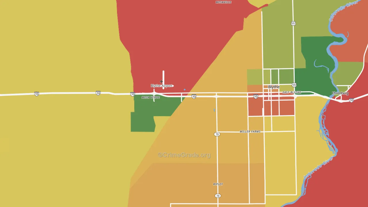 92225, CA Map of Drug-Related Crime Rates
