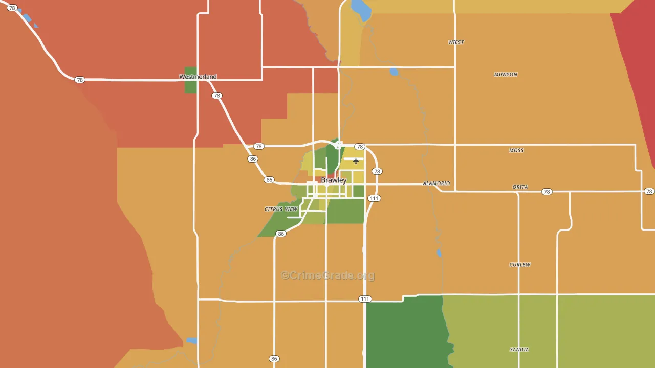 92227, CA Map of Drug-Related Crime Rates