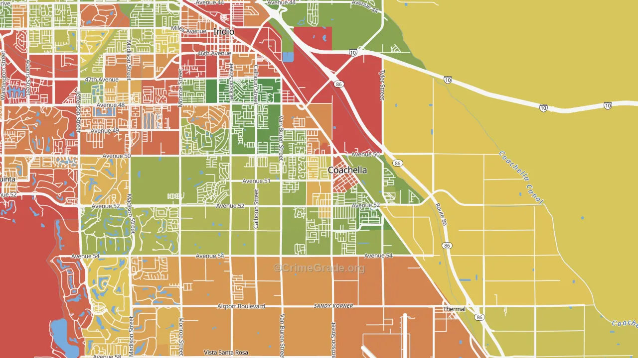 92236, CA Map of Drug-Related Crime Rates