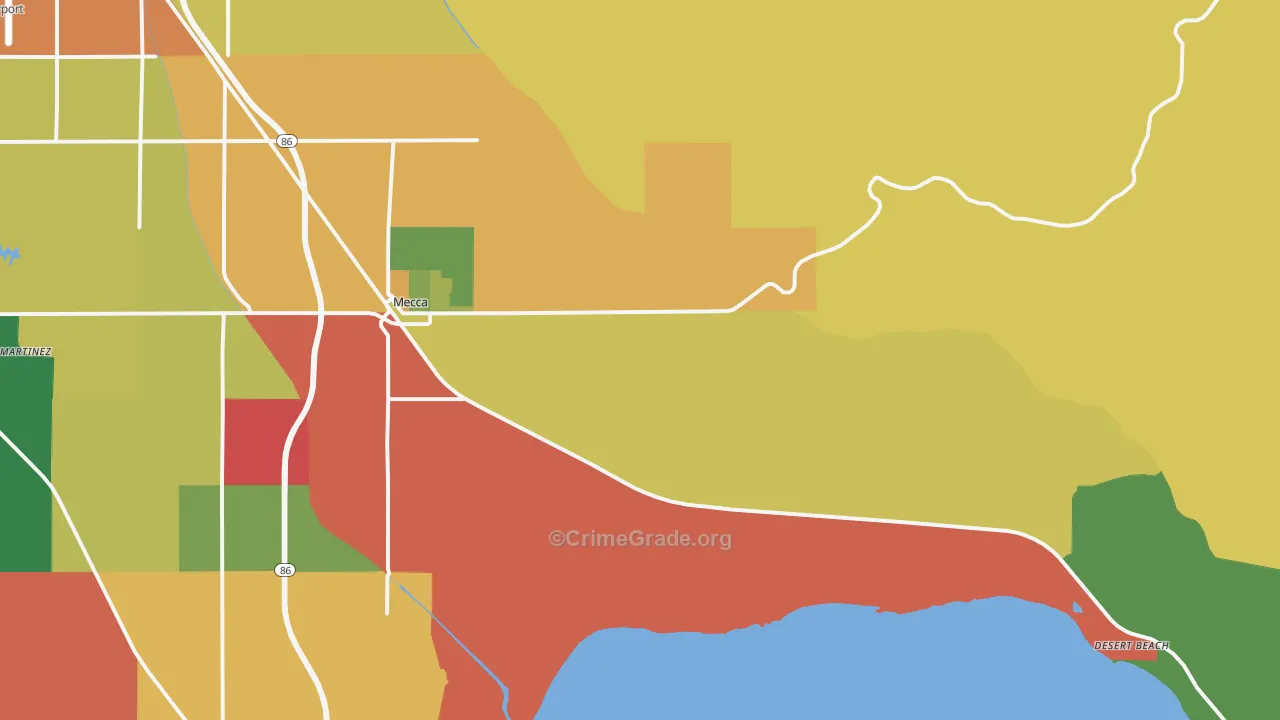 92254, CA Map of Drug-Related Crime Rates