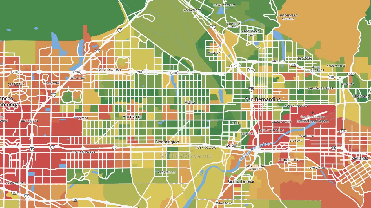 92376, CA Map of Drug-Related Crime Rates