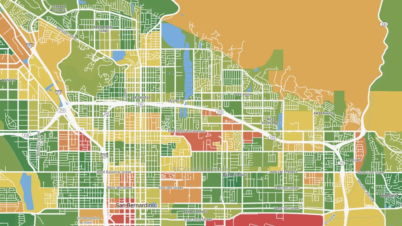92404, CA Map of Drug-Related Crime Rates