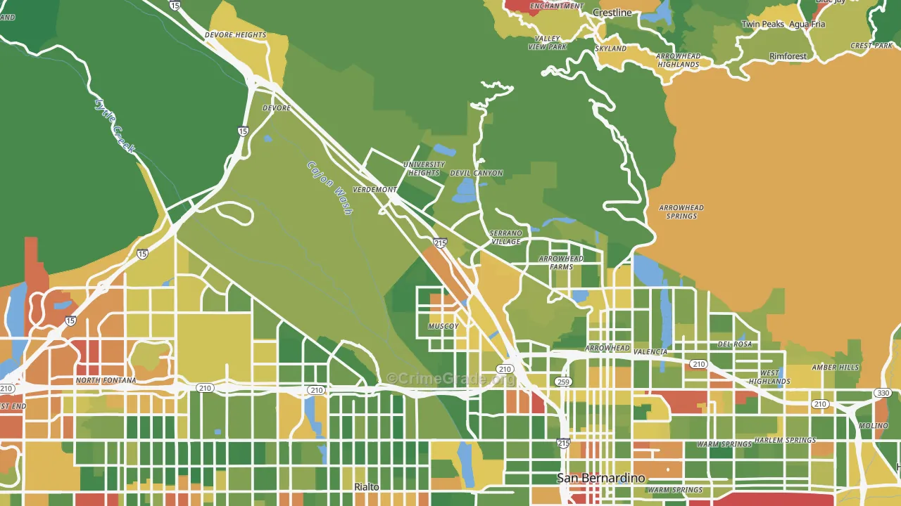 92407, CA Map of Drug-Related Crime Rates