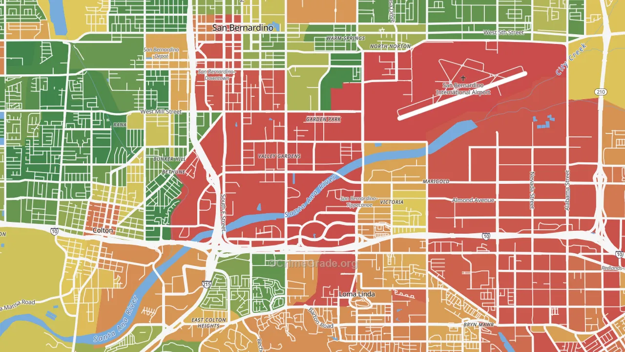 92408, CA Map of Drug-Related Crime Rates