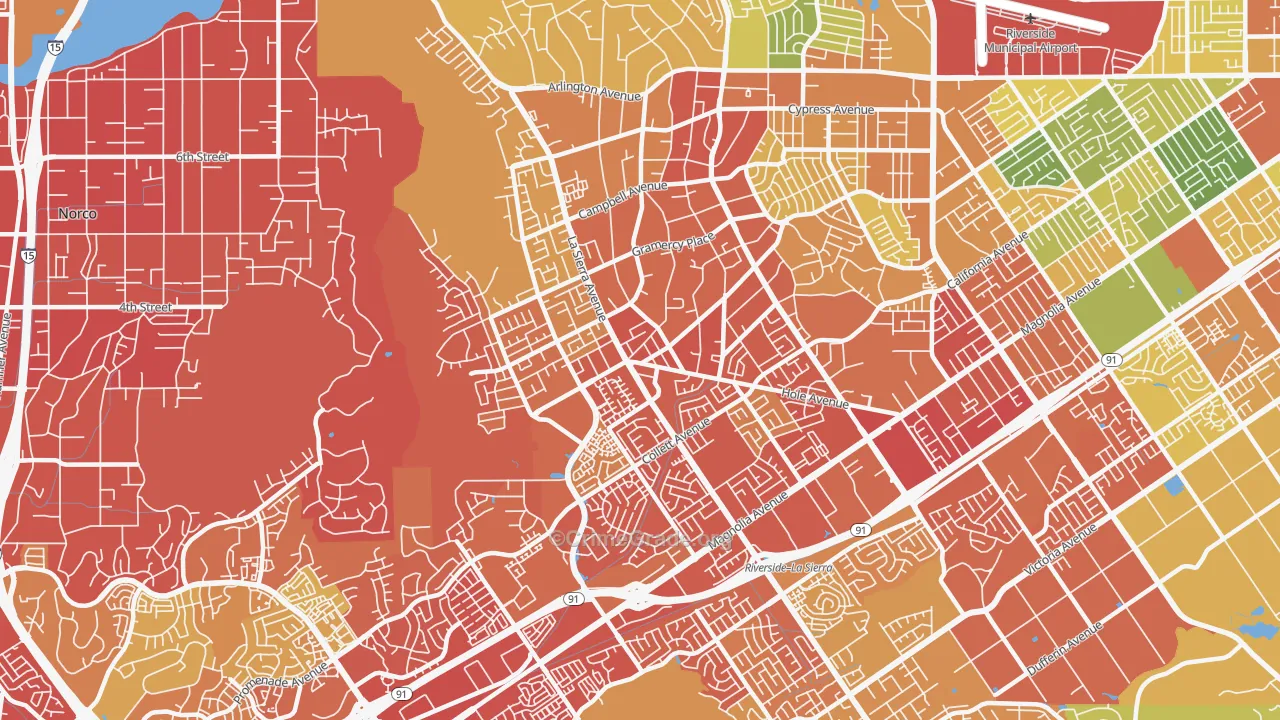 92505, CA Map of Drug-Related Crime Rates