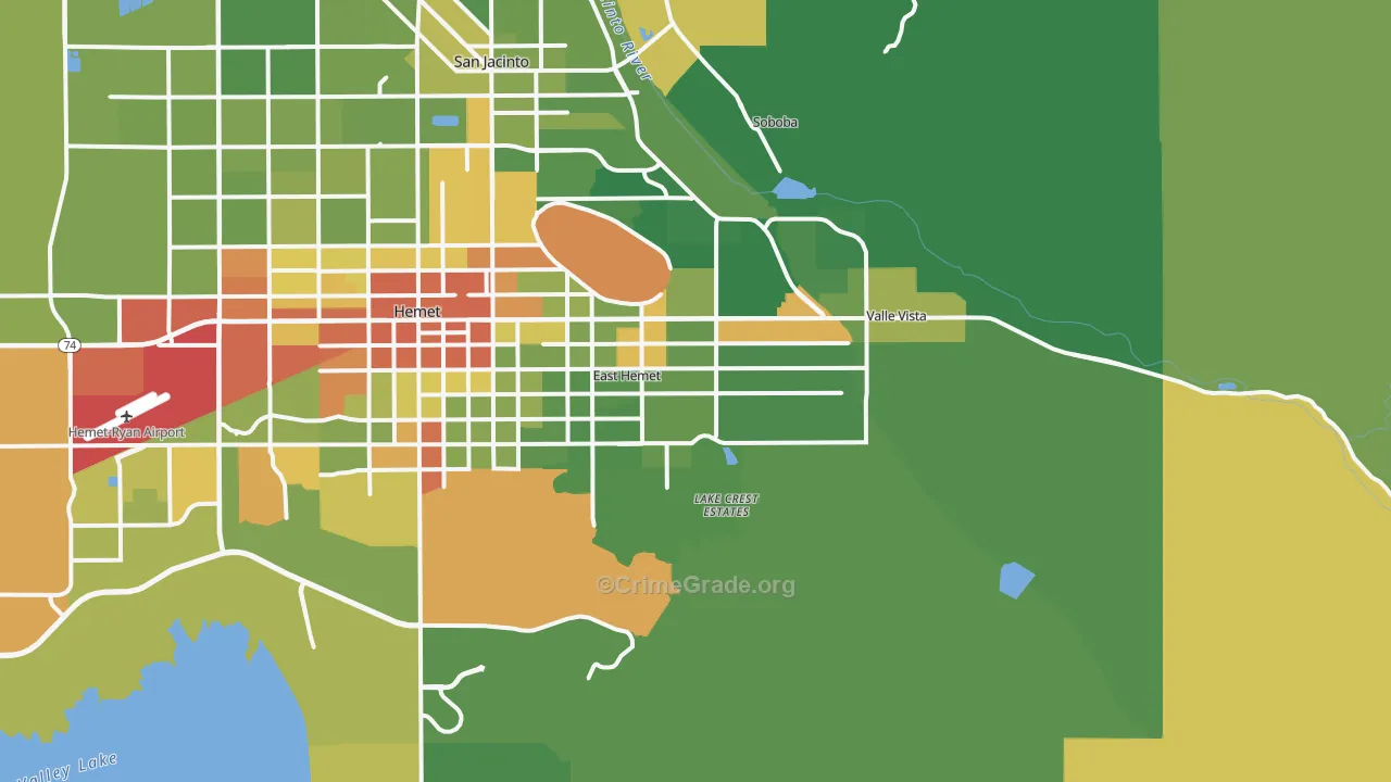 92544, CA Map of Drug-Related Crime Rates