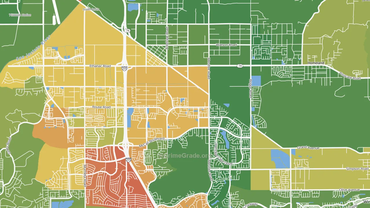 92585, CA Map of Drug-Related Crime Rates