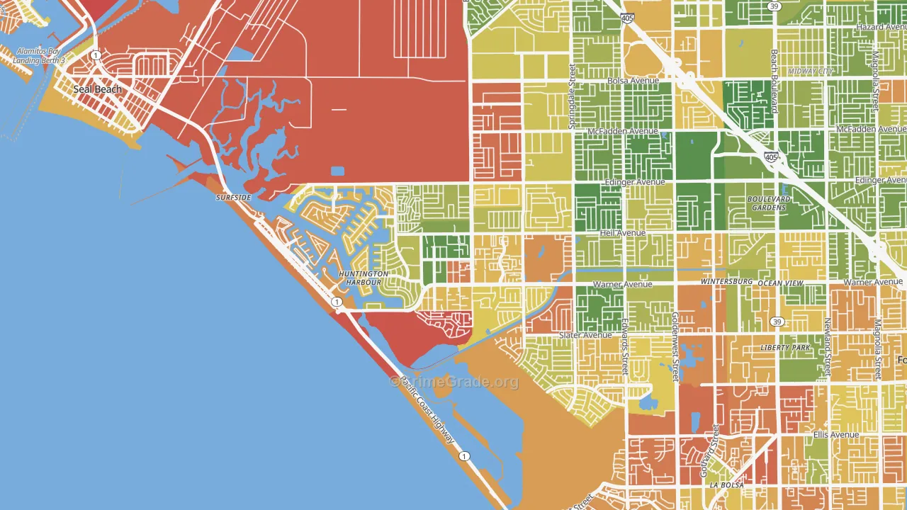 92649, CA Map of Drug-Related Crime Rates