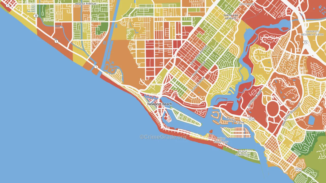 92663, CA Map of Drug-Related Crime Rates