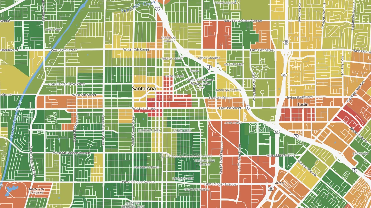 92701, CA Map of Drug-Related Crime Rates