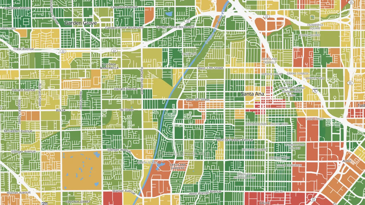 92703, CA Map of Drug-Related Crime Rates