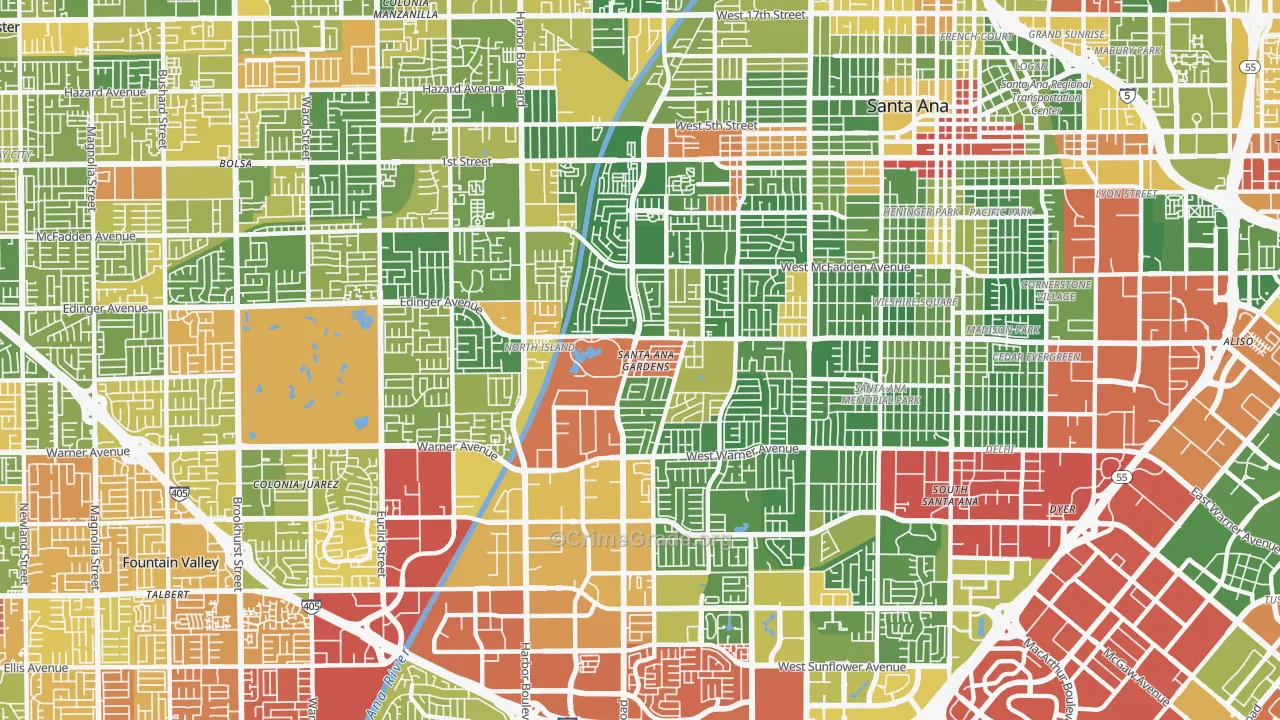 92704, CA Map of Drug-Related Crime Rates