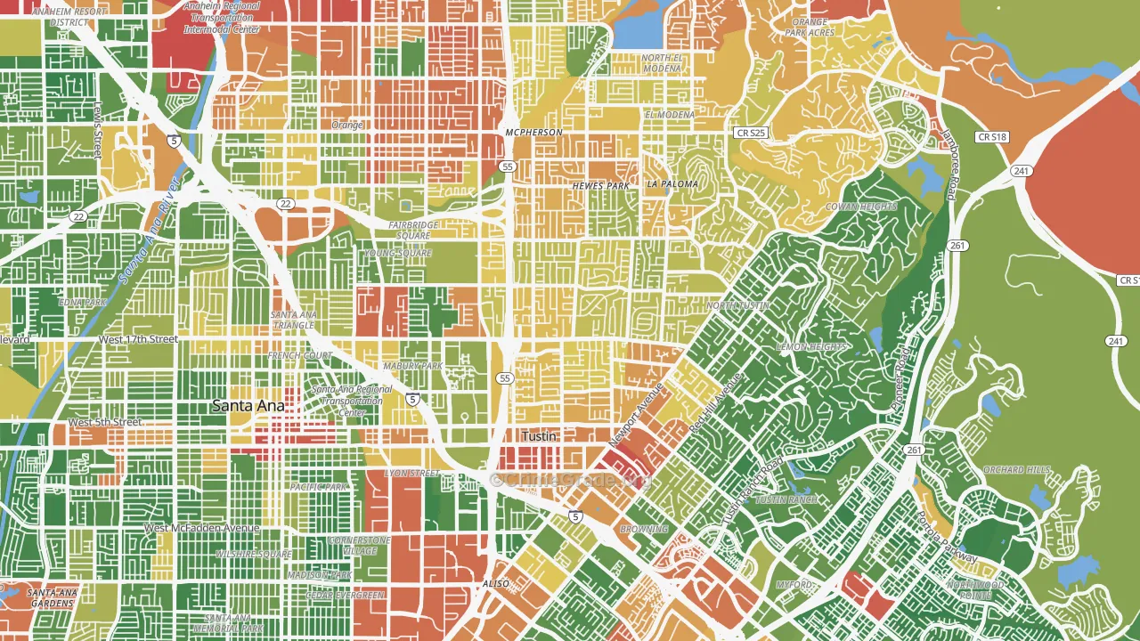 92705, CA Map of Drug-Related Crime Rates