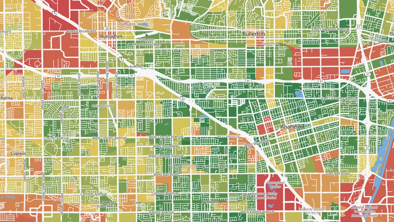 92801, CA Map of Drug-Related Crime Rates