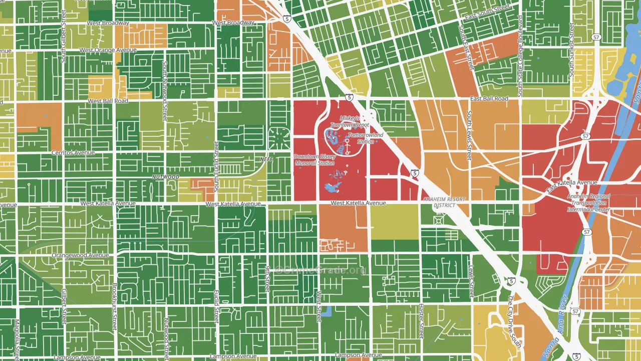 92802, CA Map of Drug-Related Crime Rates