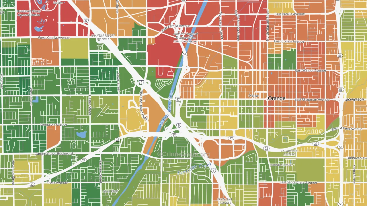 92868, CA Map of Drug-Related Crime Rates