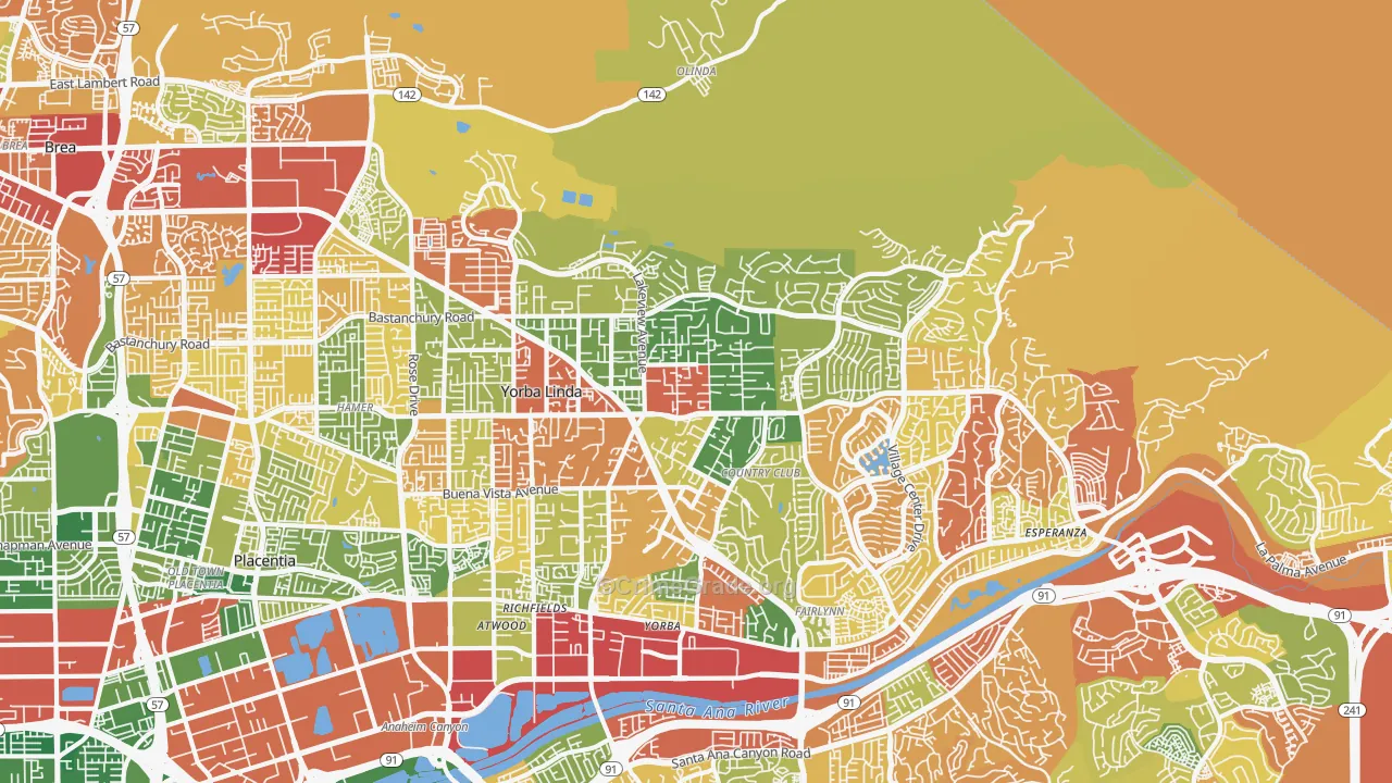 92886, CA Map of Drug-Related Crime Rates