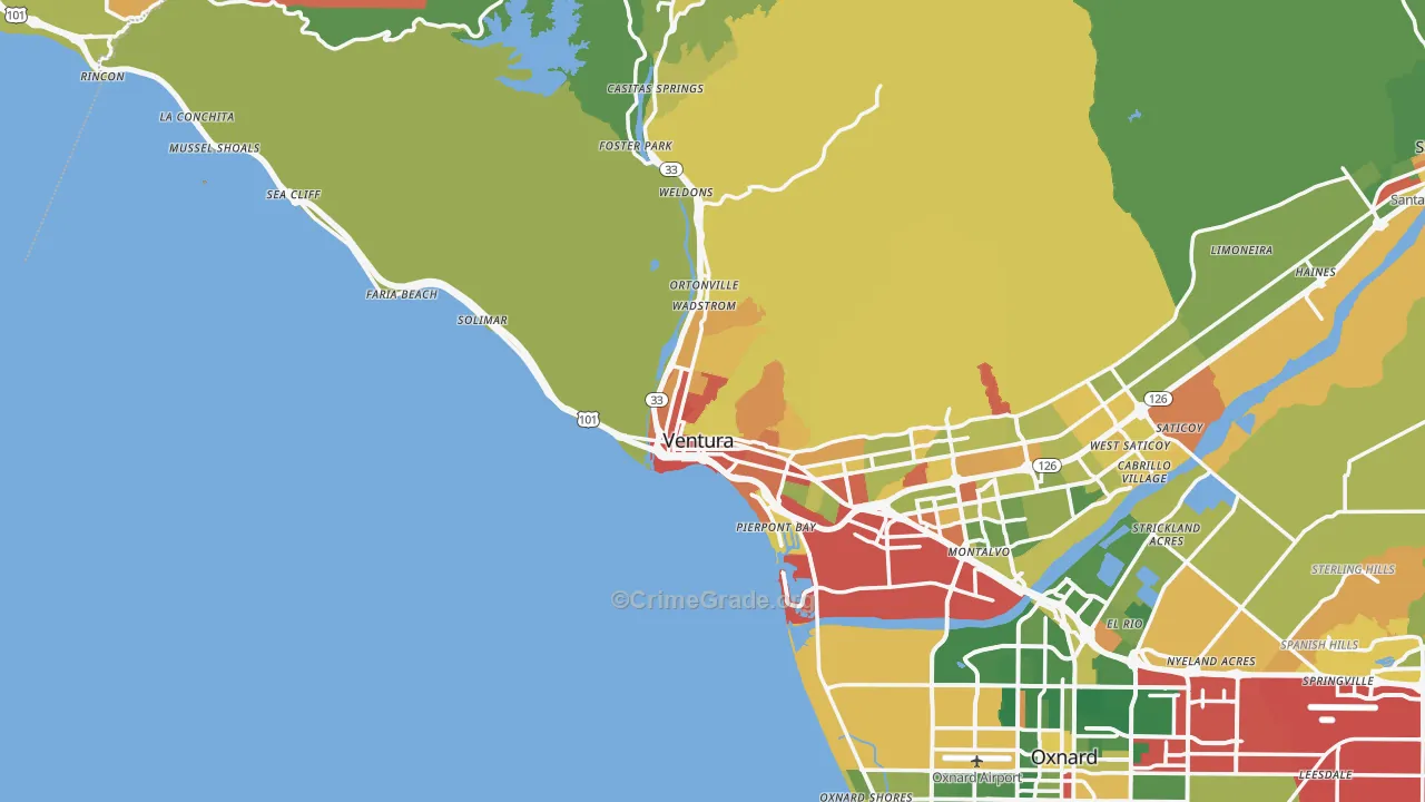 93001, CA Map of Drug-Related Crime Rates