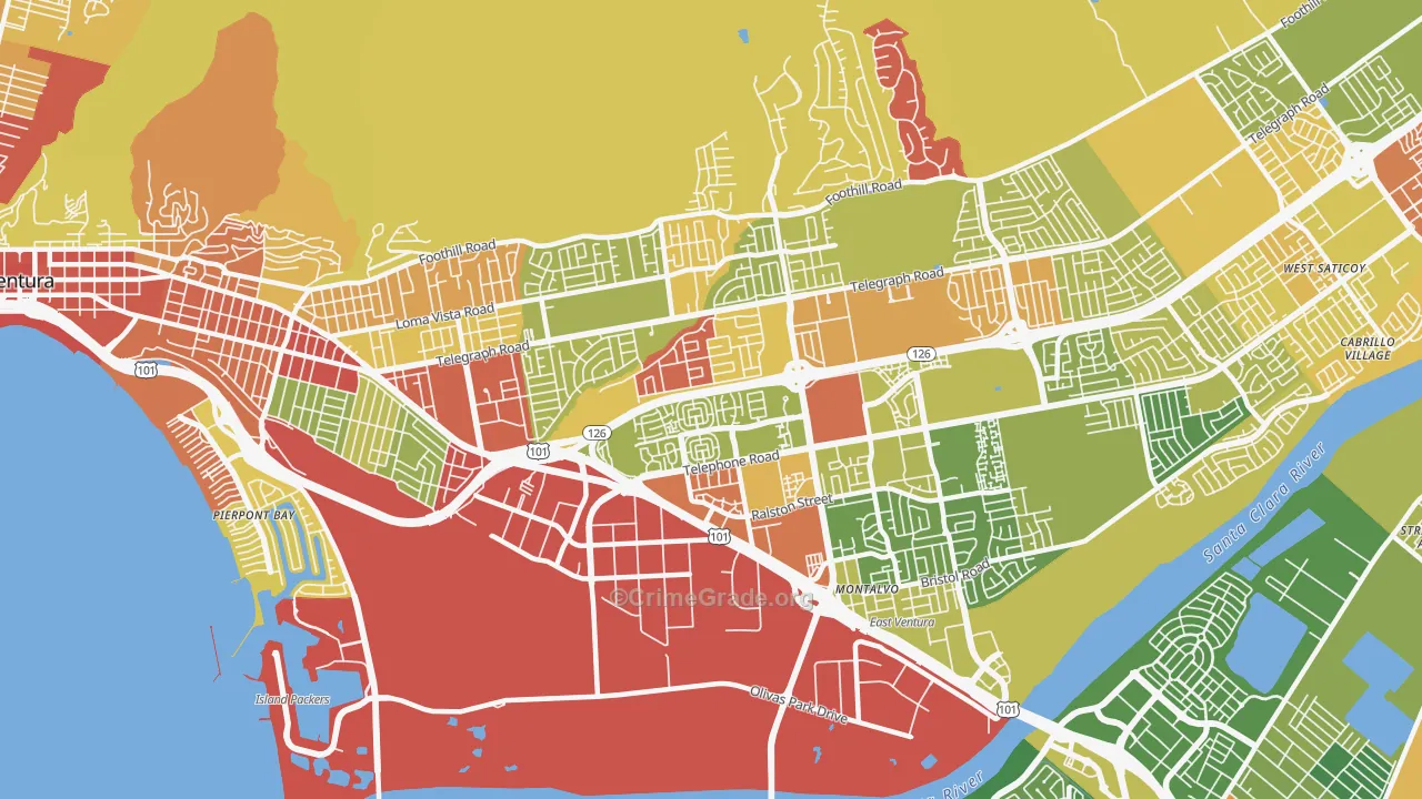 93003, CA Map of Drug-Related Crime Rates