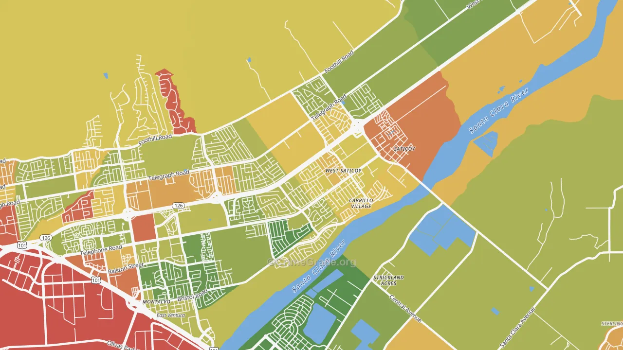 93004, CA Map of Drug-Related Crime Rates