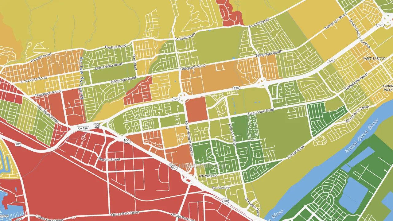 93009, CA Map of Drug-Related Crime Rates