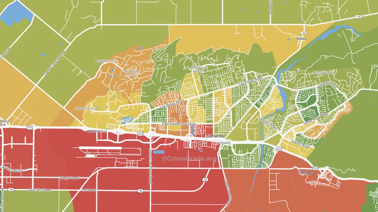 93010, CA Map of Drug-Related Crime Rates