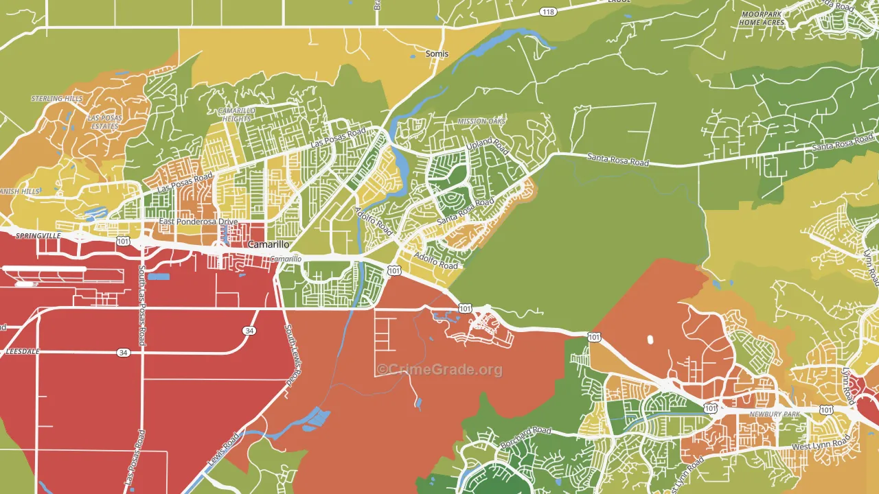 93012, CA Map of Drug-Related Crime Rates
