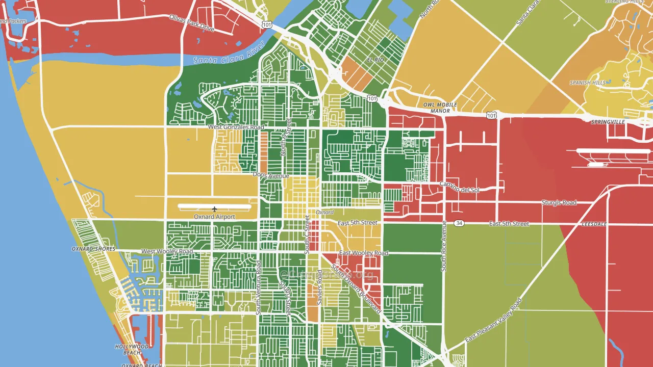 93030, CA Map of Drug-Related Crime Rates