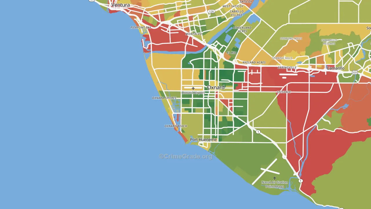 93035, CA Map of Drug-Related Crime Rates