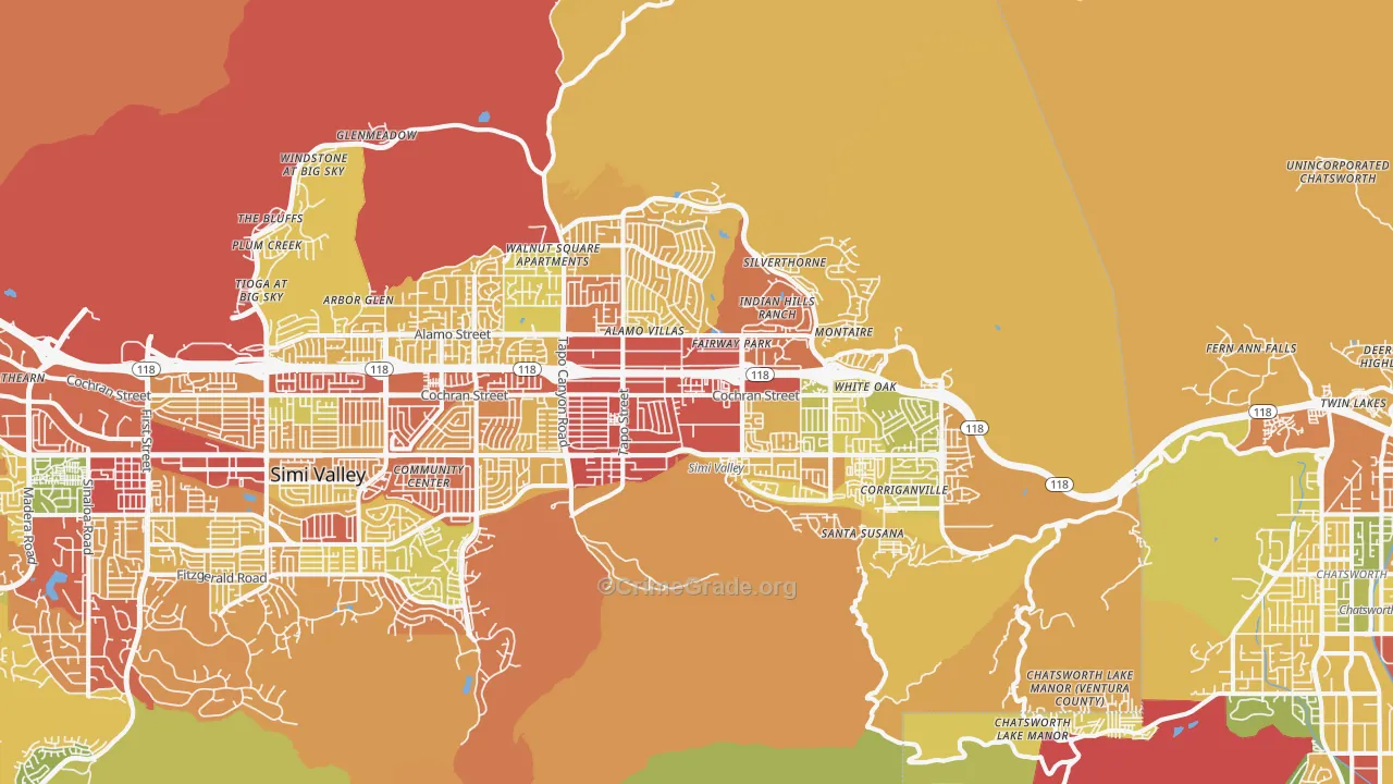 93063, CA Map of Drug-Related Crime Rates