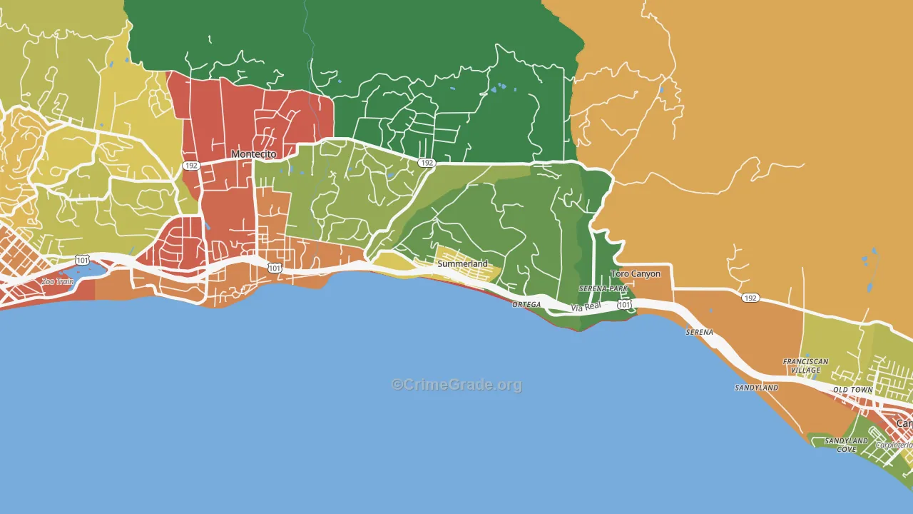 93067, CA Map of Drug-Related Crime Rates