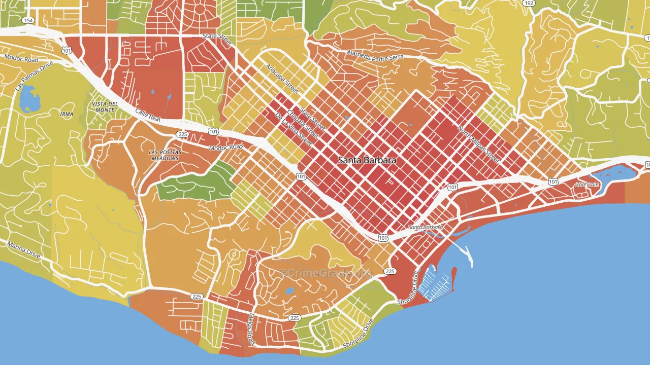 93101, CA Map of Drug-Related Crime Rates