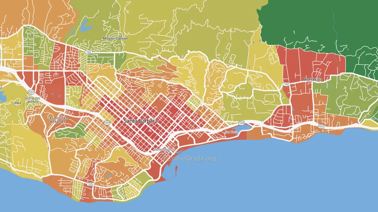 93103, CA Map of Drug-Related Crime Rates