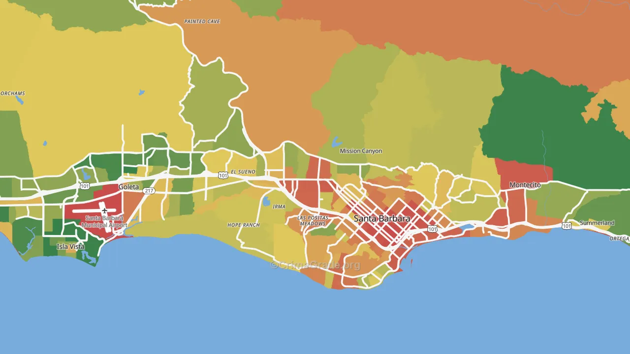 93105, CA Map of Drug-Related Crime Rates