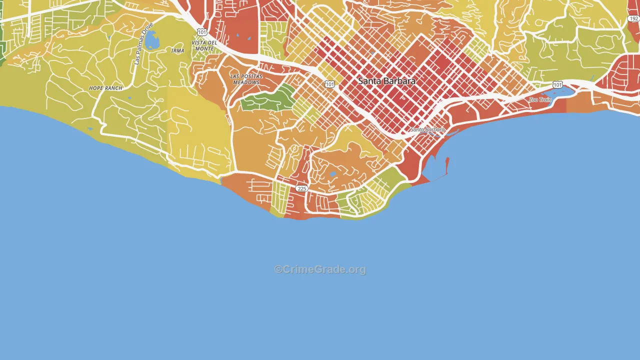 93109, CA Map of Drug-Related Crime Rates