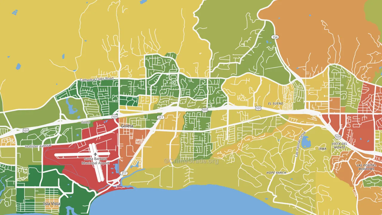 93111, CA Map of Drug-Related Crime Rates