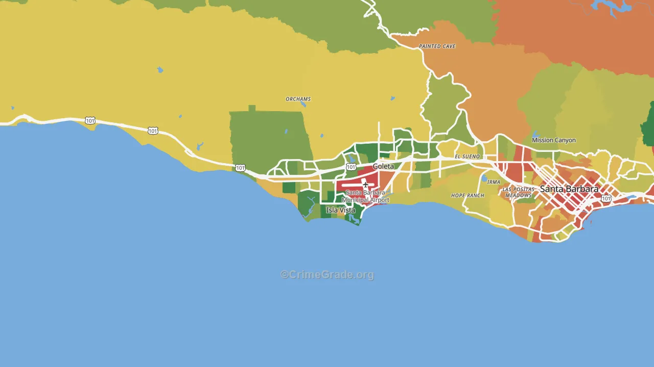 93117, CA Map of Drug-Related Crime Rates