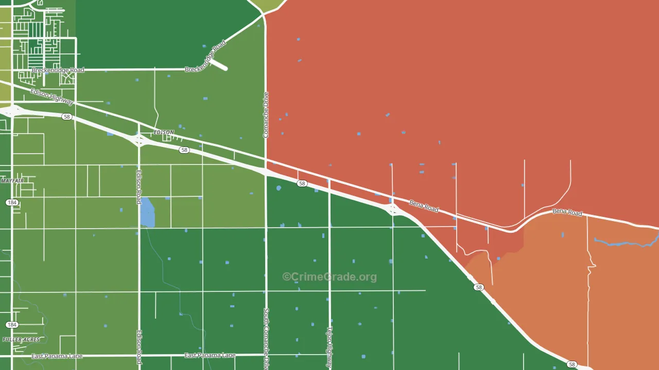 93220, CA Map of Drug-Related Crime Rates