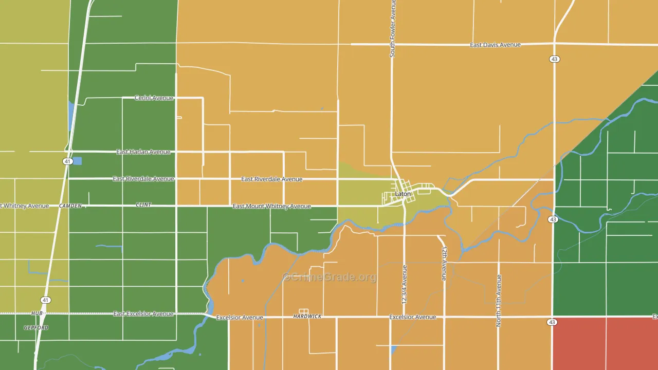 93242, CA Map of Drug-Related Crime Rates