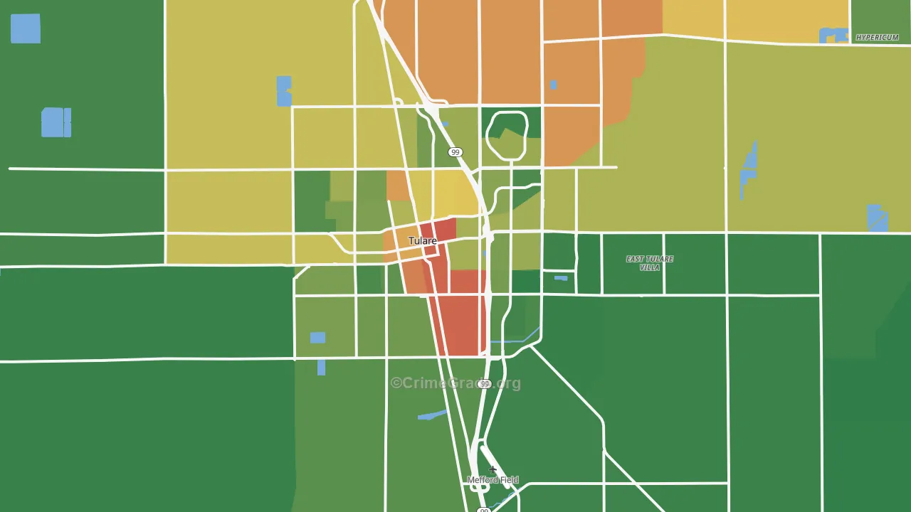 93274, CA Map of Drug-Related Crime Rates