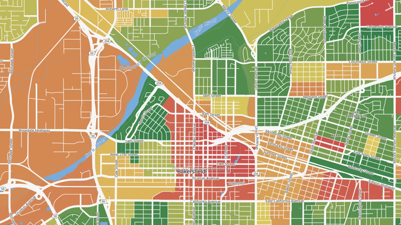 93301, CA Map of Drug-Related Crime Rates