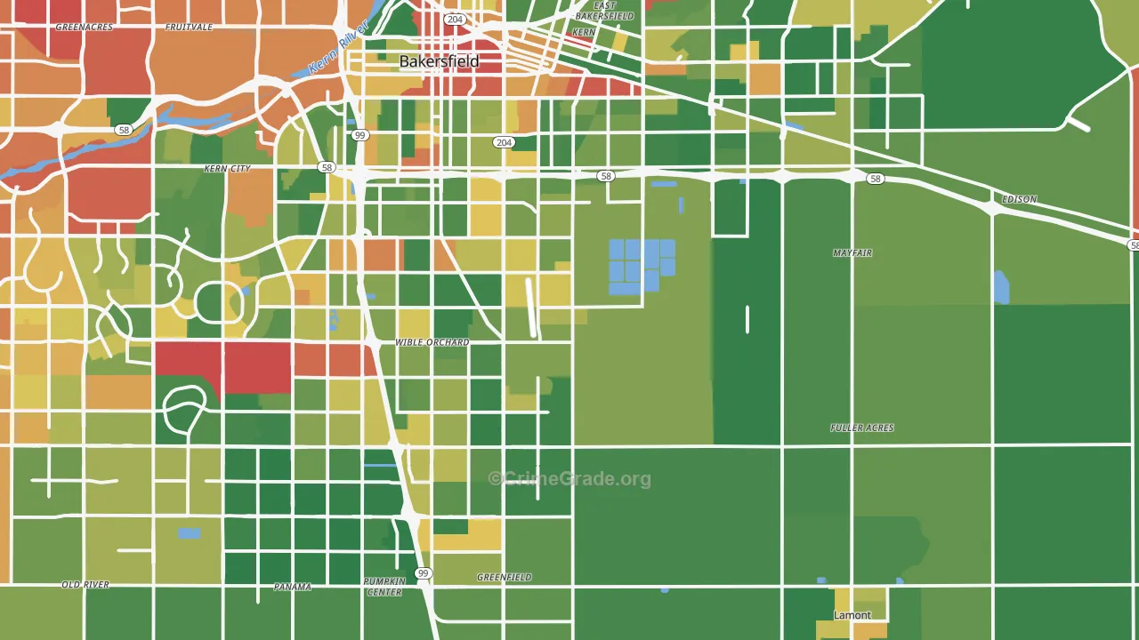 93307, CA Map of Drug-Related Crime Rates