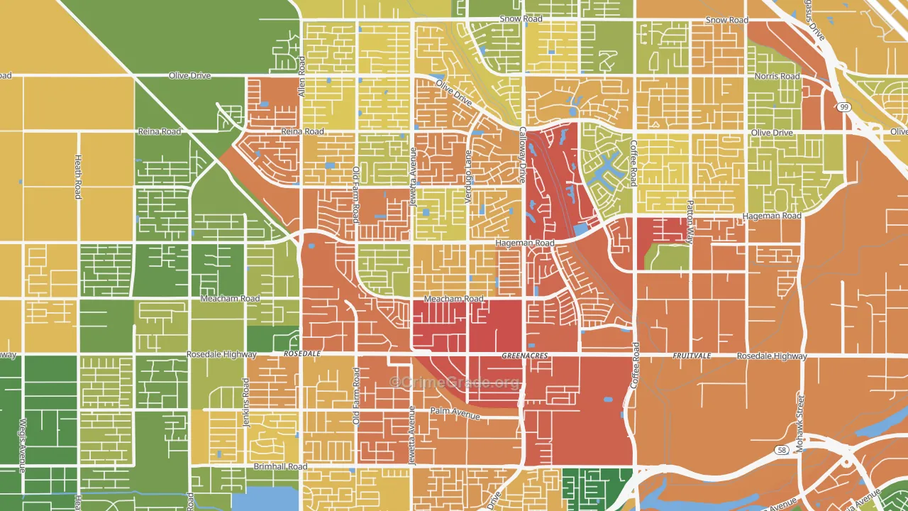 93312, CA Map of Drug-Related Crime Rates