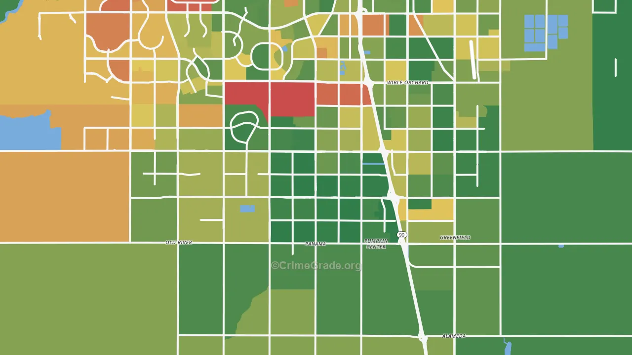 93313, CA Map of Drug-Related Crime Rates