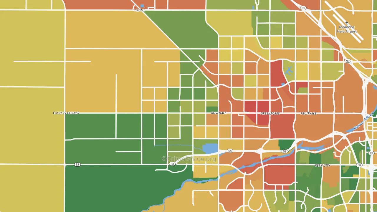 93314, CA Map of Drug-Related Crime Rates