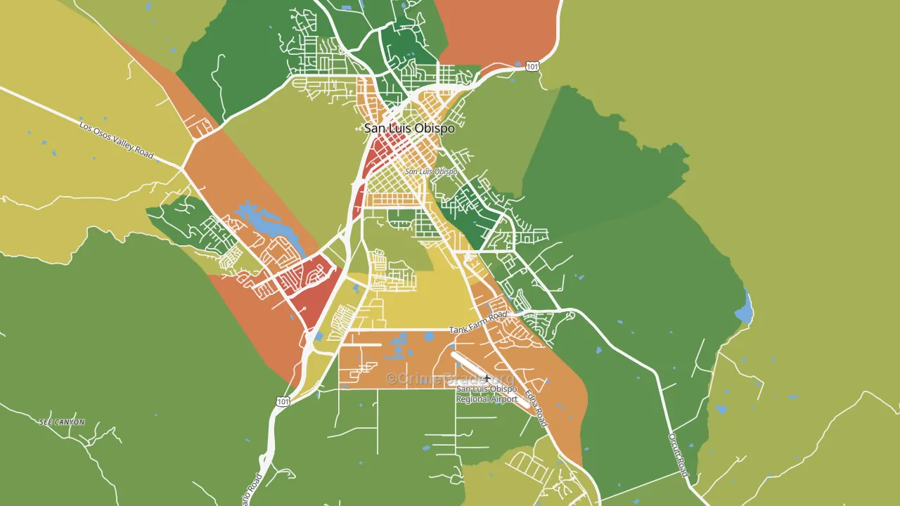 93401, CA Map of Drug-Related Crime Rates