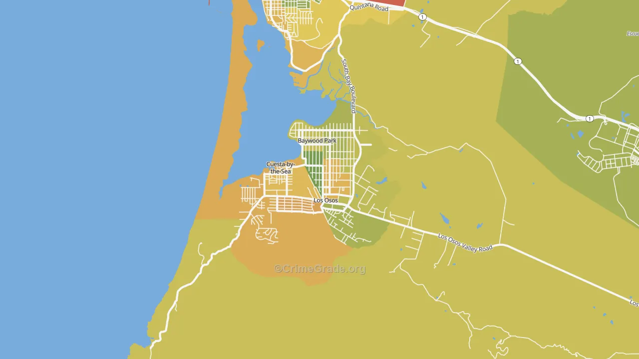 93402, CA Map of Drug-Related Crime Rates