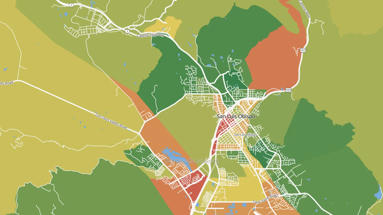 93405, CA Map of Drug-Related Crime Rates